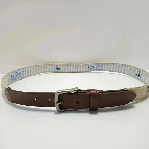 Reel Point Shelter Island Mens Belt Size 40 Embroidered Elk River - Picture 1 of 6